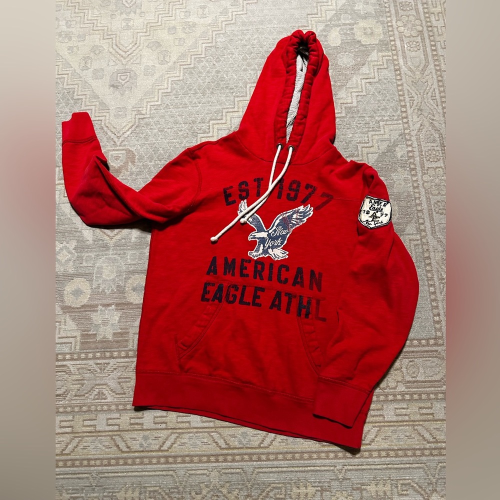 American Eagle Outfitters Red Graphic Hoodie
